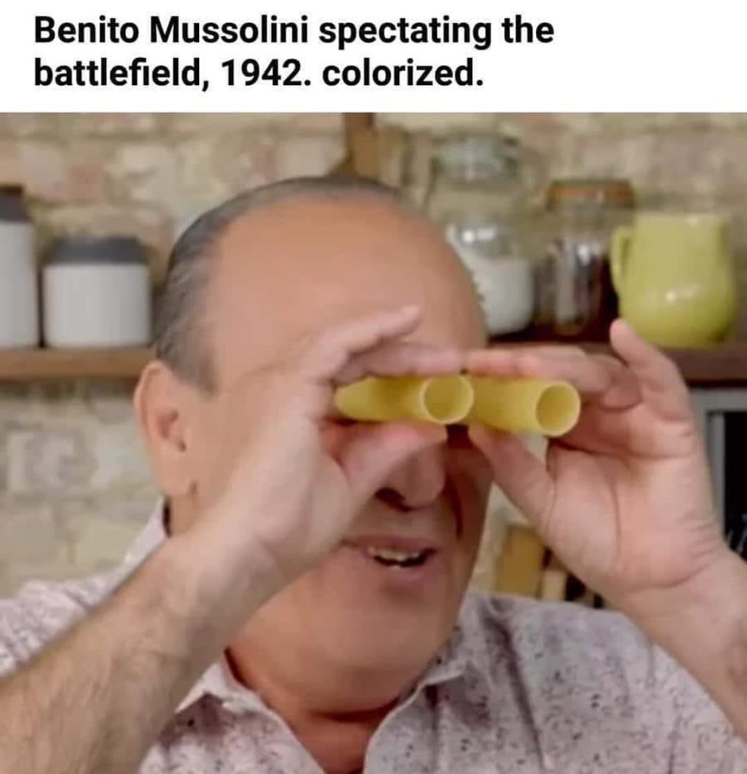 Benito Mussolini spectating the battlefield