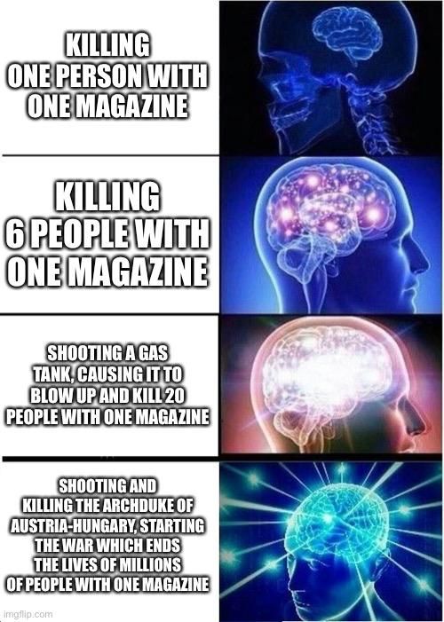 Ways to kill people with one magazine in a gun: