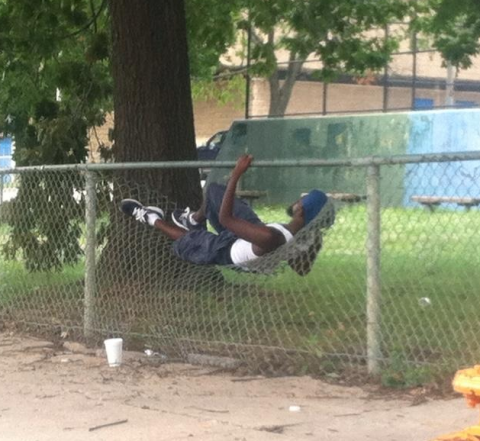 Meanwhile back in Detroit, hood hammocks are installed on every block.