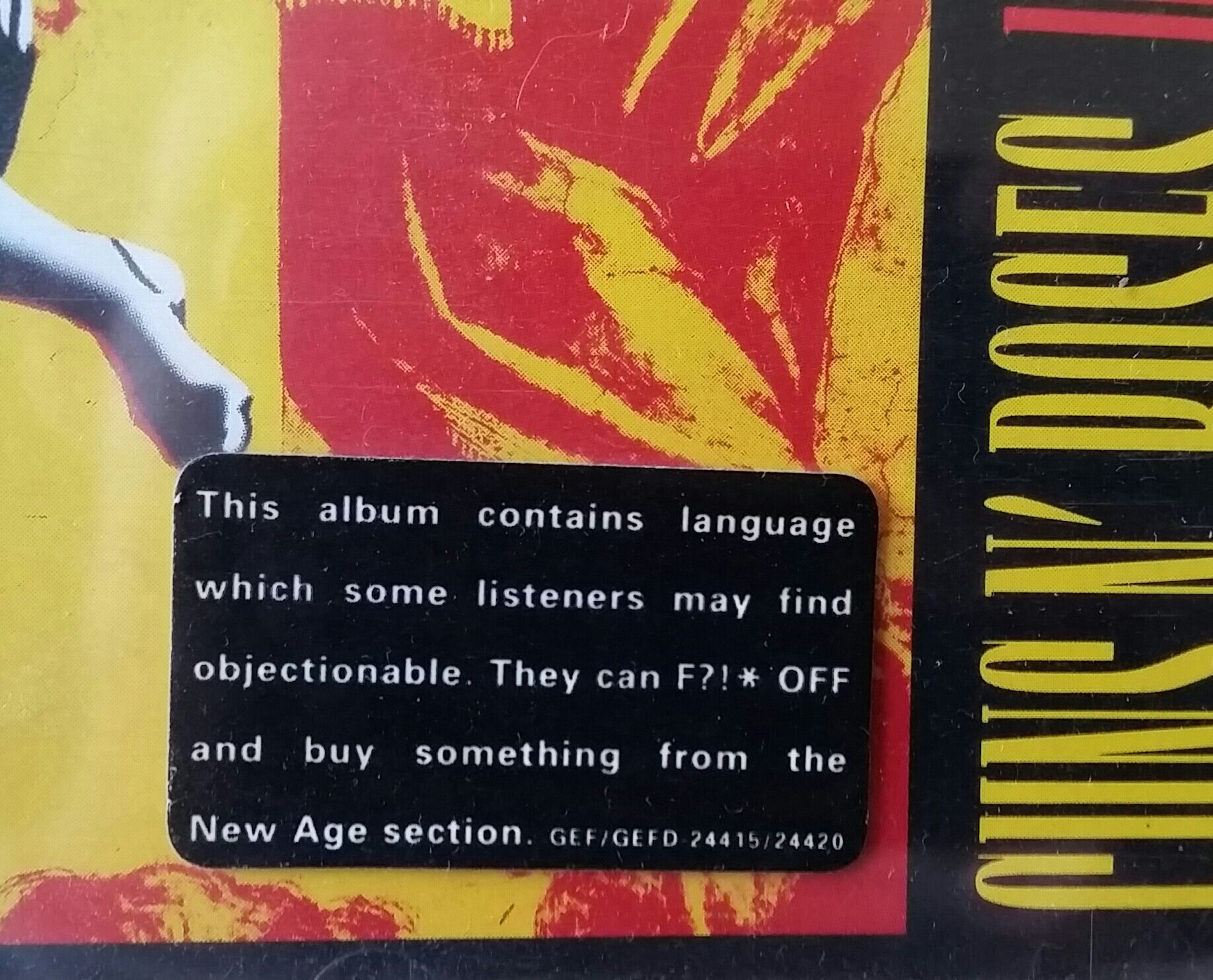 This sticker on one of my dad's cd cases