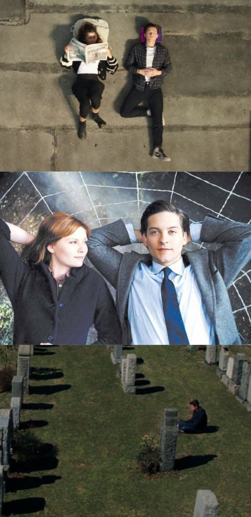 The Peter Parkers hanging out with their gfs