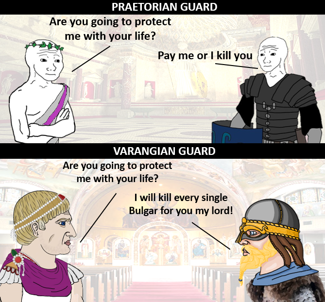 Virgin Praetorians guards vs Chad Varangian guards