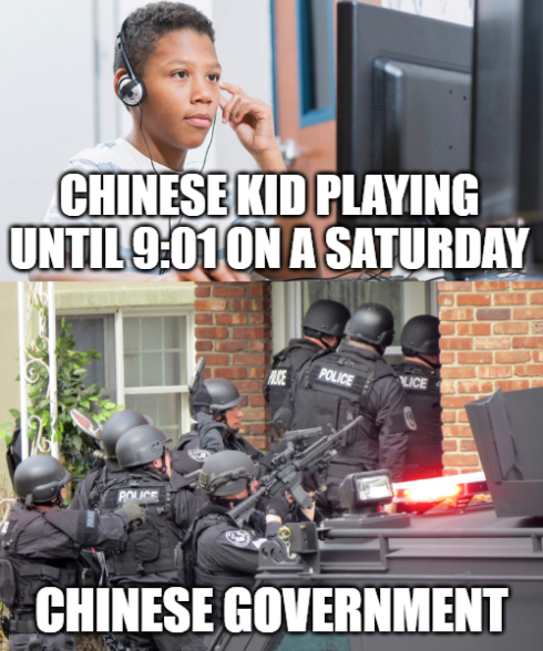 In China there's no late night gaming with the boys