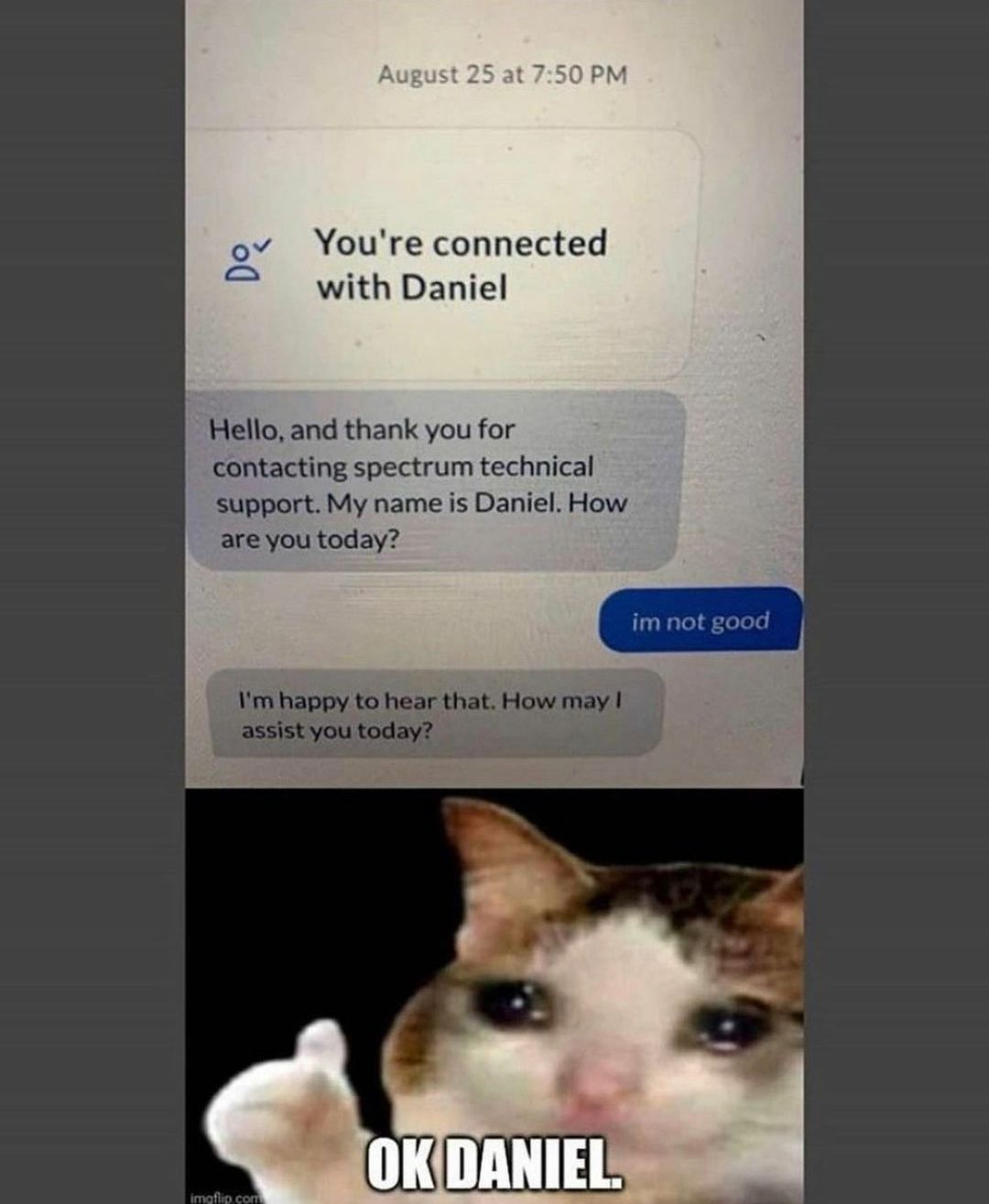 Daniel doesn't give a ***