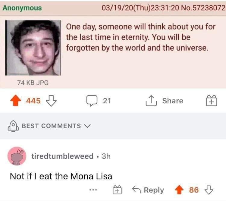 Mona Lisa 'boutta get eaten