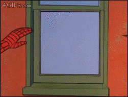 Spider-Man opens a window, the only way Spider-Man can.