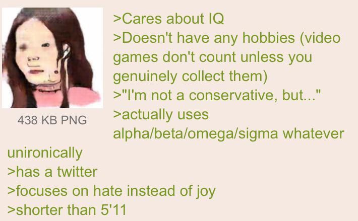 > cares about IQ > doesn't have much of it