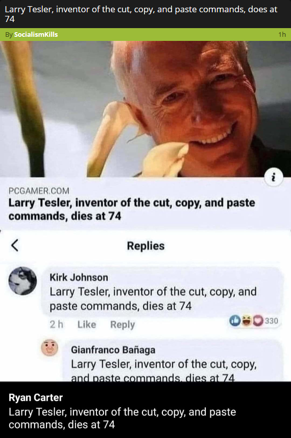 Larry Tesler, inventor of the cut, copy, and paste commands, dies at 74