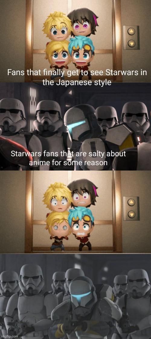 Guys guys where all fans if Starwars why the hate just because it's in the Japanese animation style?