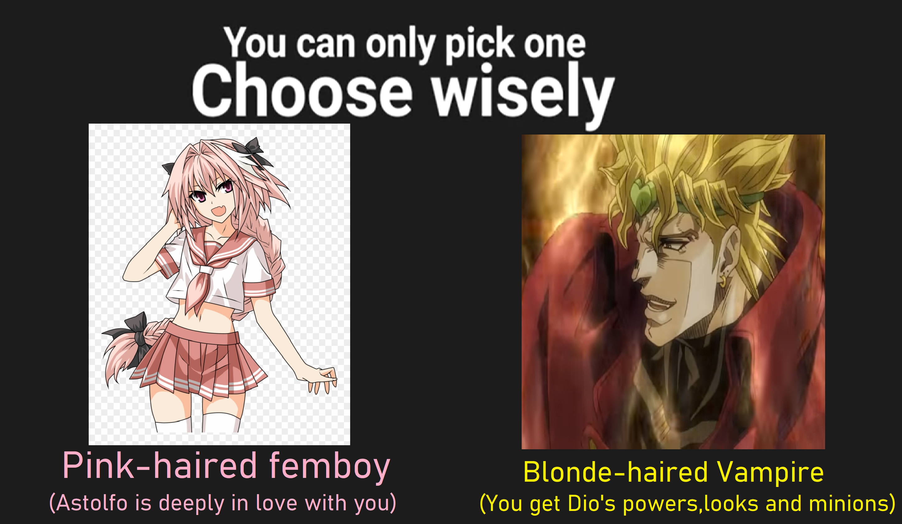 Choose one: Pink-haired boyfriend or Blonde-haired Vampire?