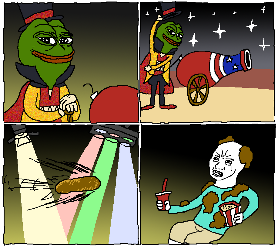 Every shitpost has at least 1 wojak getting hit by the shit... Quite the encouraging though.