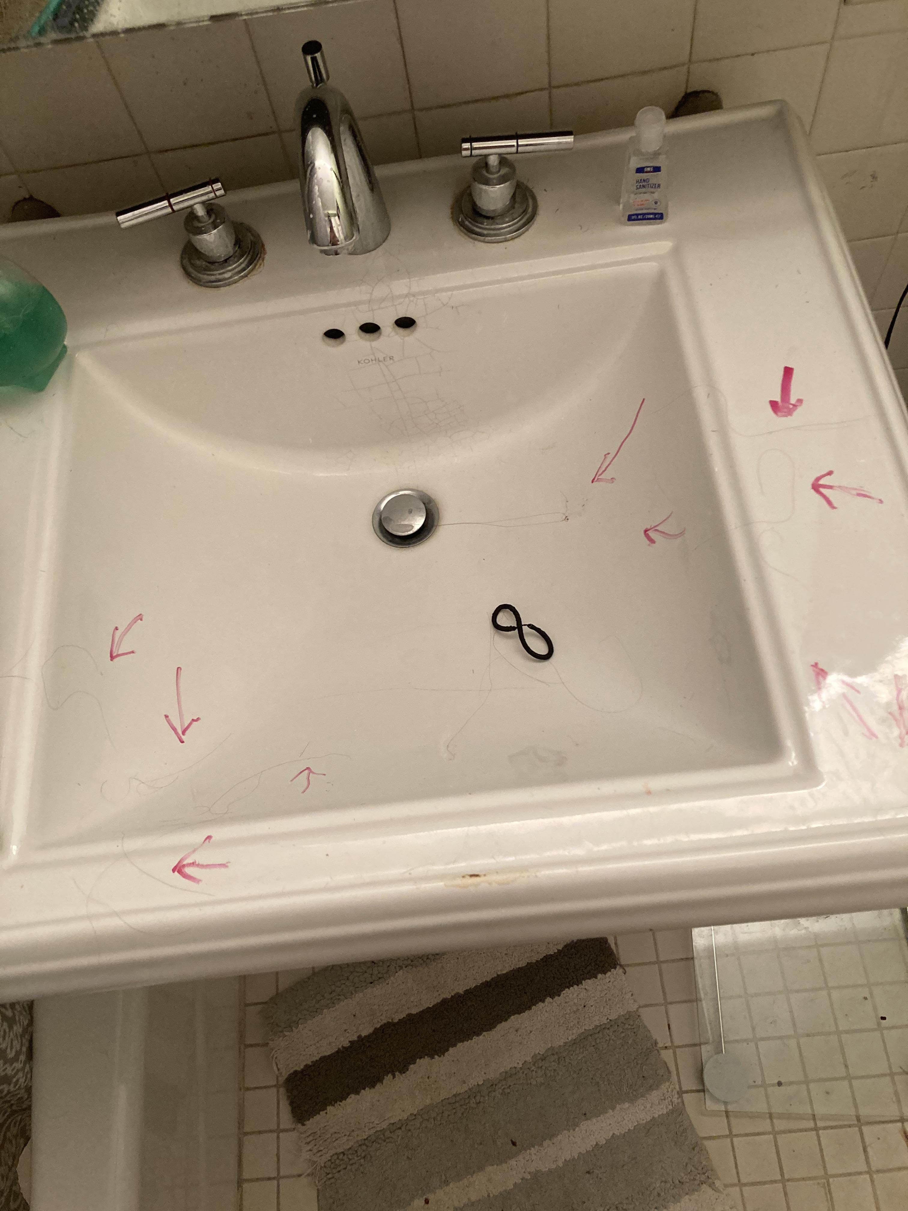 I moved in with my dad a little over a month ago. He asked me to clean my hair from the bathroom sink. I told him I didn’t know what he was talking about. This evening I came home to this.