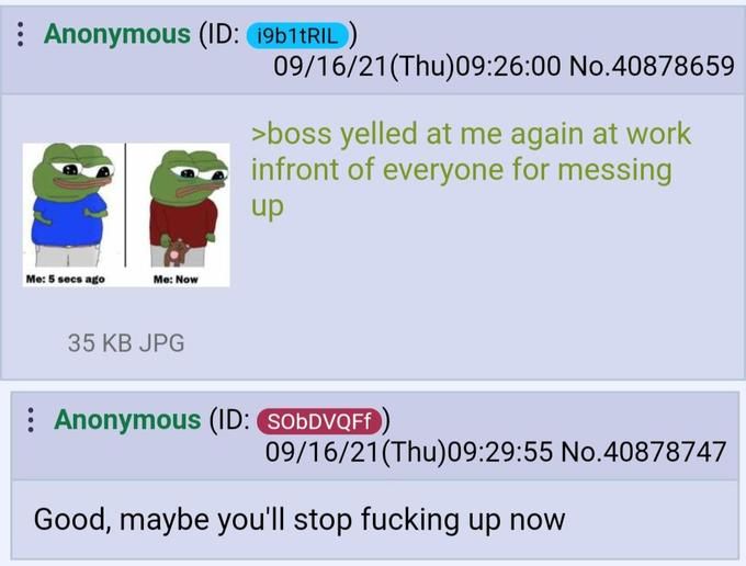 He ***ed up by posting on 4chan at work