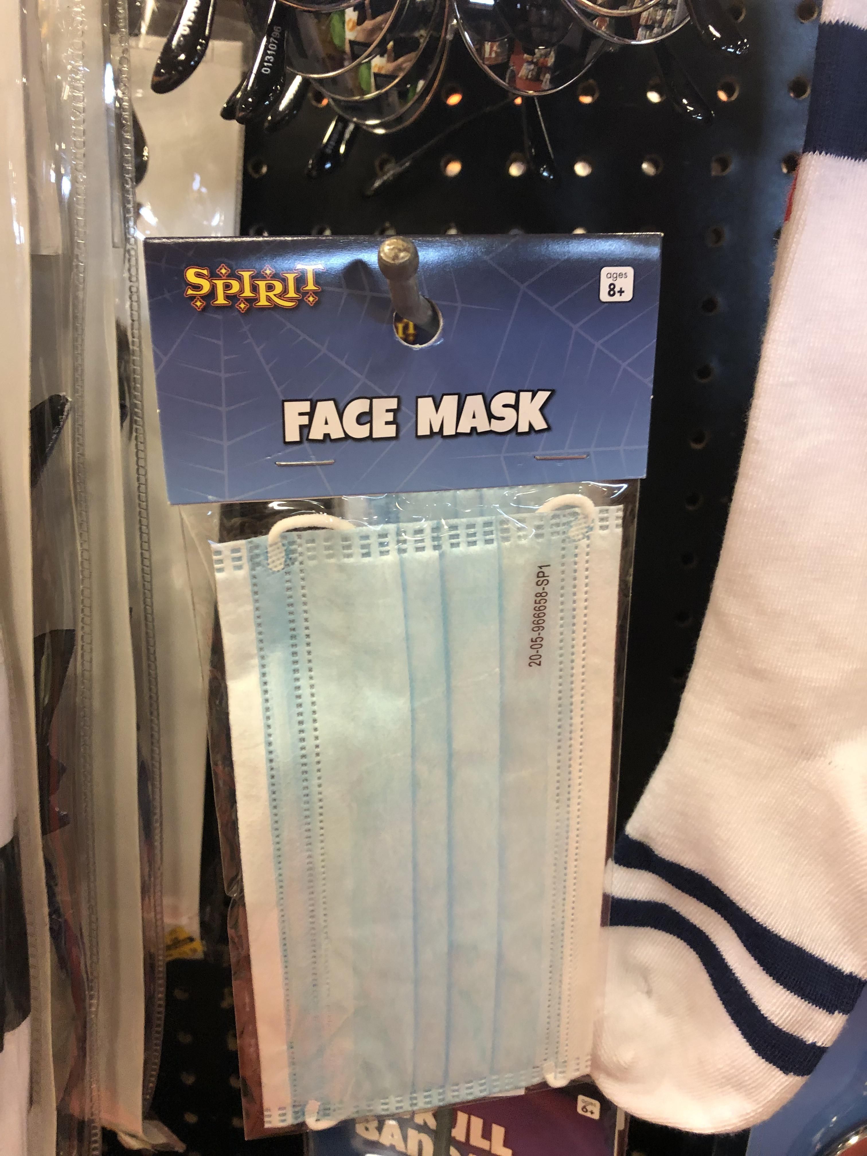 Halloween store selling a single disposable face for $4.