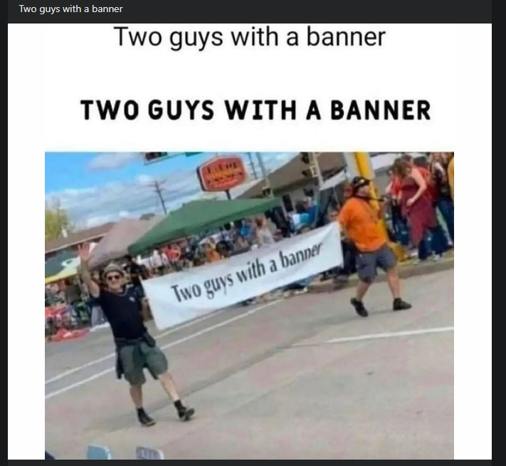 Two guys with a banner