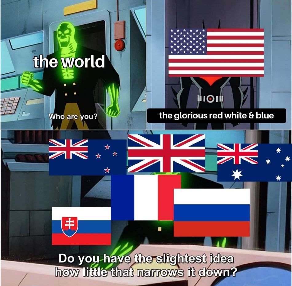 There's a lot more Red White Blue flags I couldn't fit in this meme