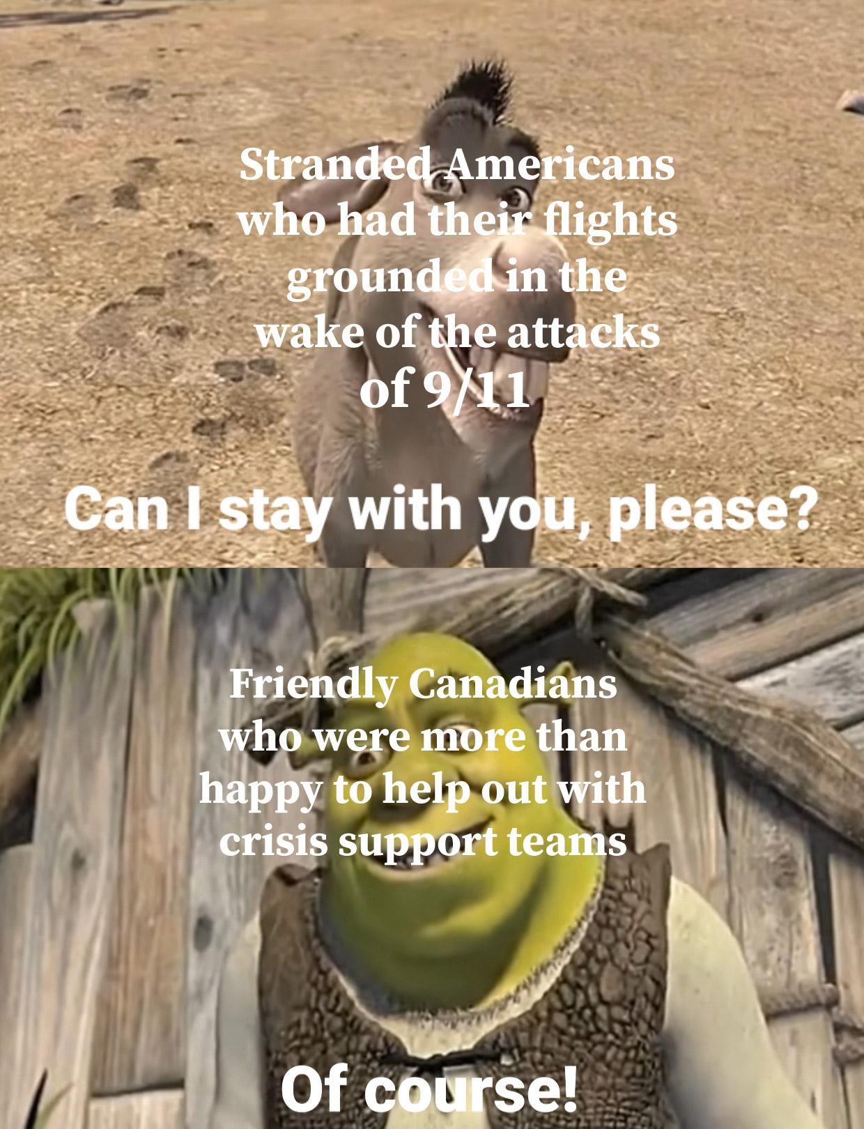 One of the few wholesome things to happen on 9/11. Thanks, friendly Canadians!