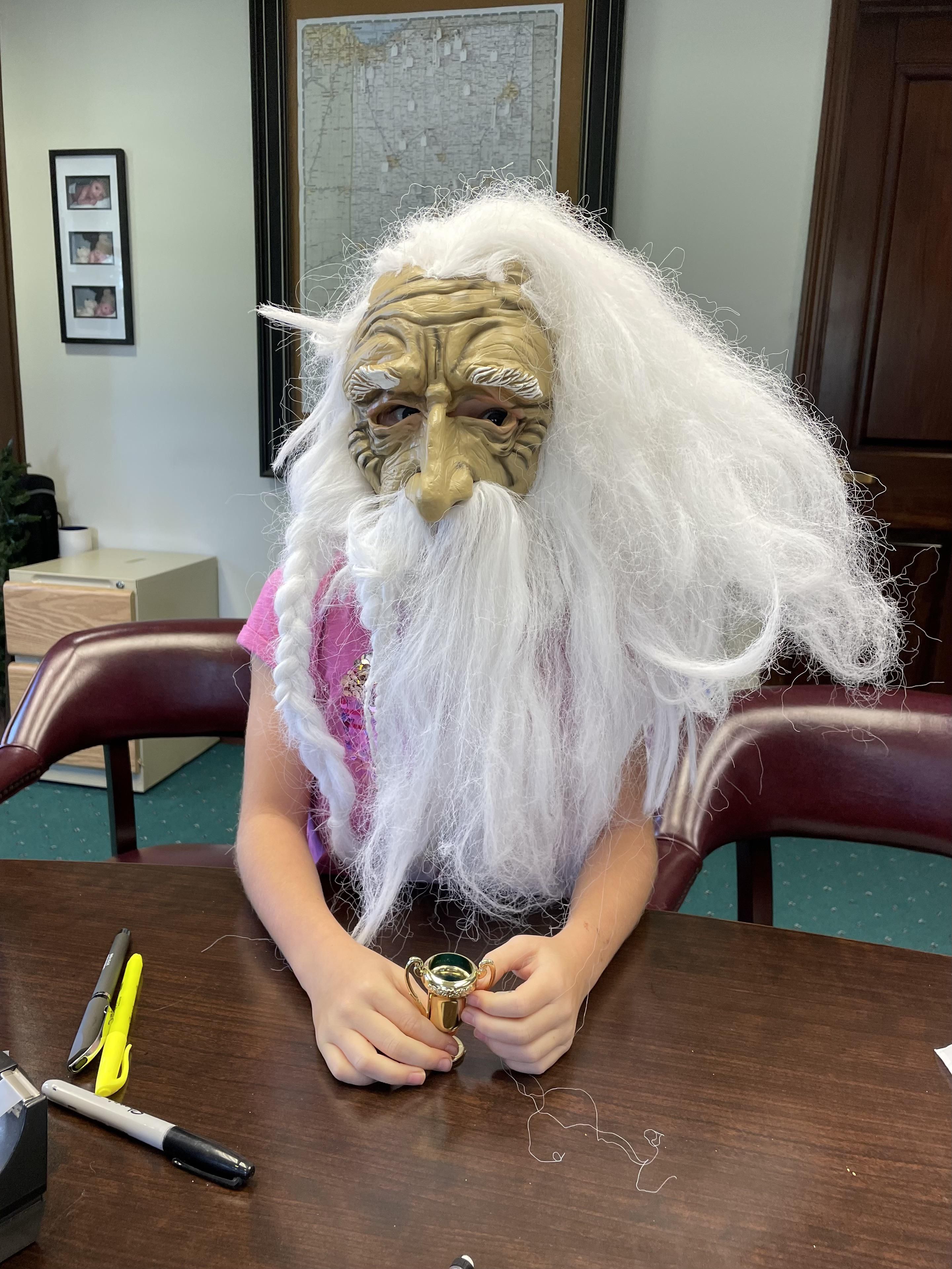 Took my daughter to work. She found this mask in a prop drawer. Not much work was done that day.