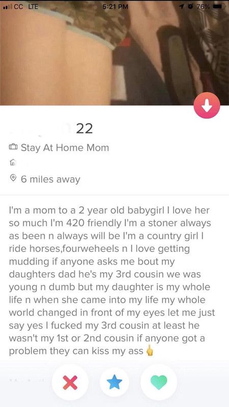 what do you guys think of my 3rd cousins tinder profile?