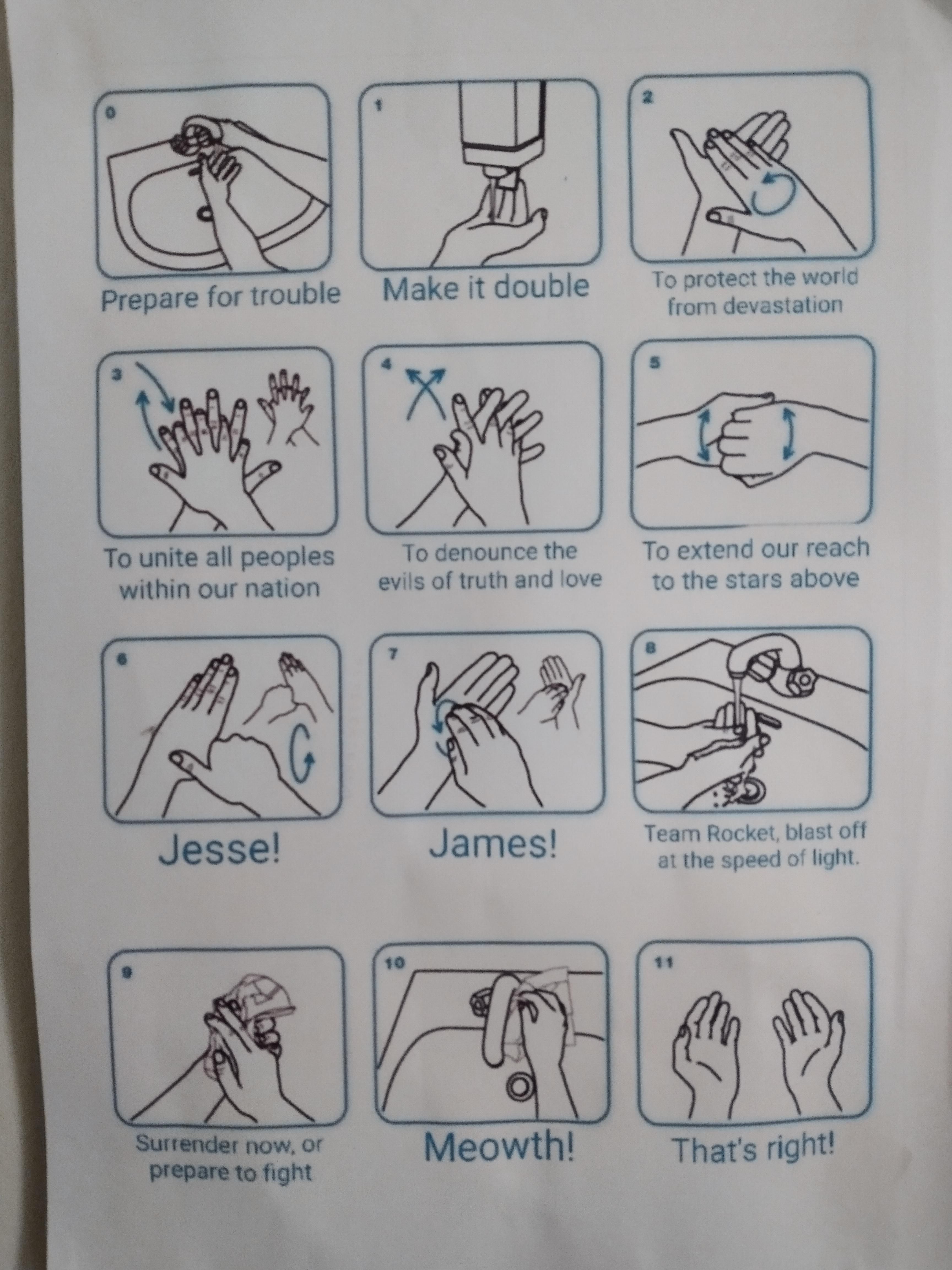 These are the instructions how to wash your hands in my school.