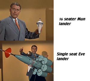 Virgin 16 seat Mun lander VS Chad single seat Eve lander