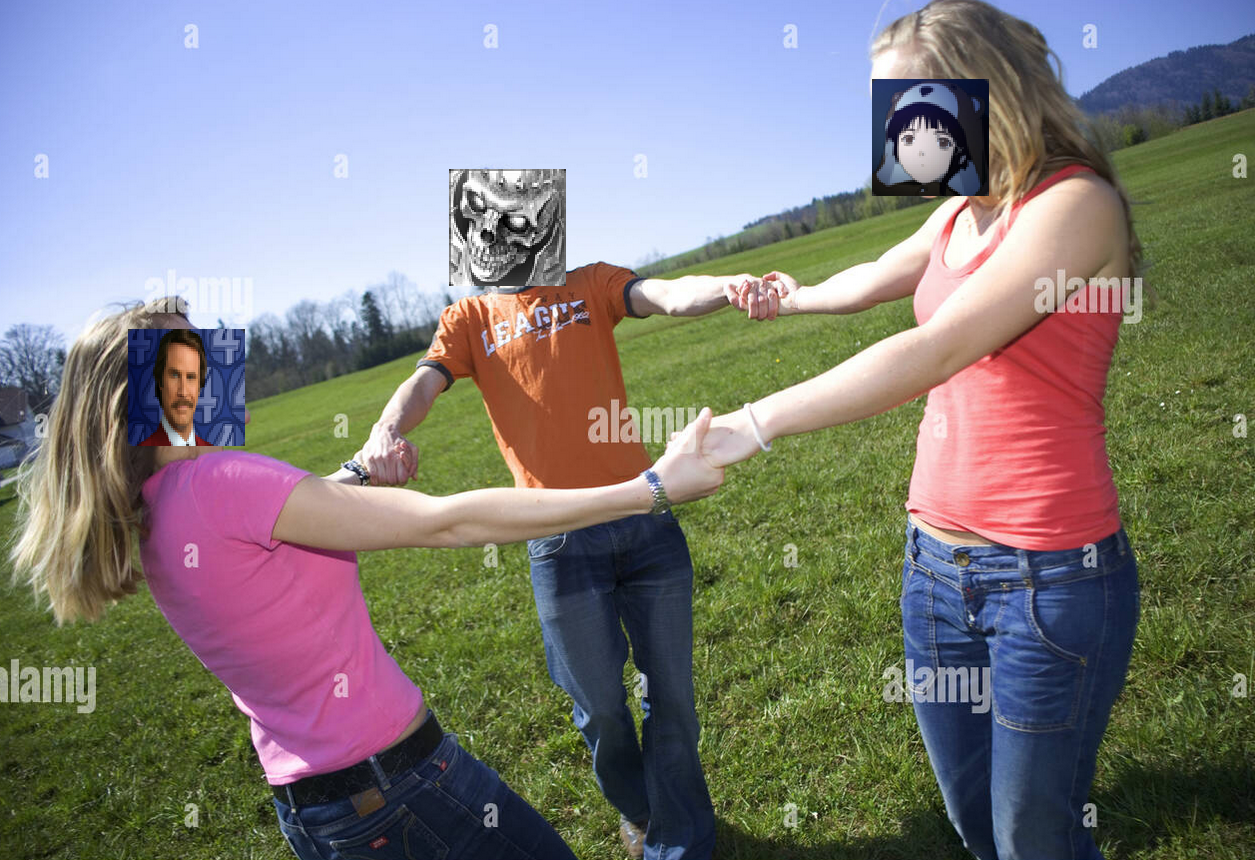 SKOOLKNIGHT, comfy and Herrodere, successfully pulling the circle-anti-jerk.