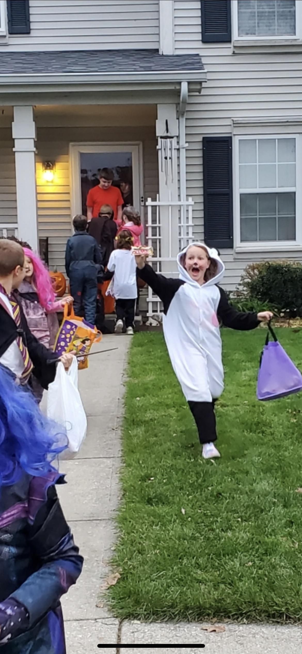 The joy of being a kid. Got a full size candy bar and you would have thought my daughter wont the lottery. Pure elation.