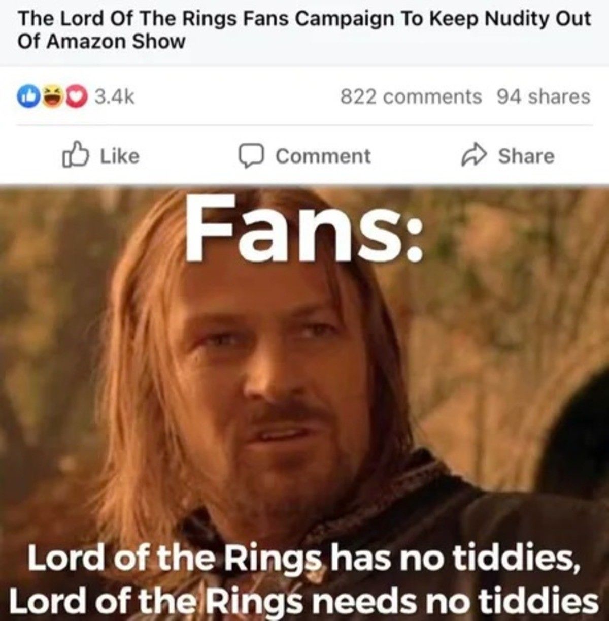 The only nudity we need is Gollum.