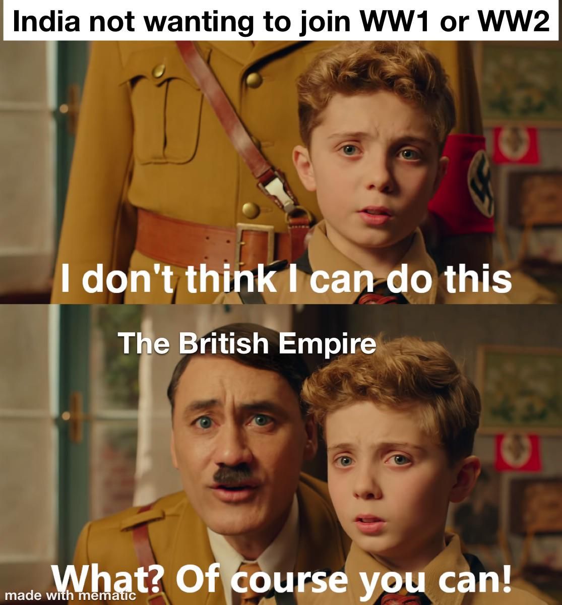 India having to join to WW1 and WW2 because of Britain