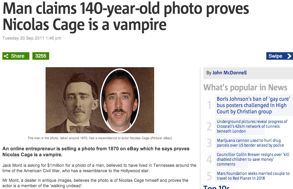 Nicholas Cage is a Vampire