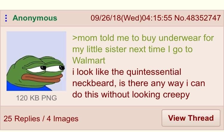 I'm going towards the weird parts of greentexts again.