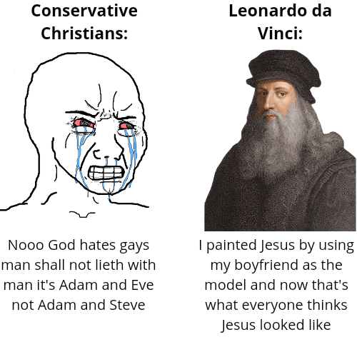 Yes, you can blame Leonardo da Vinci for turning Jesus into a bearded blue-eyed white man