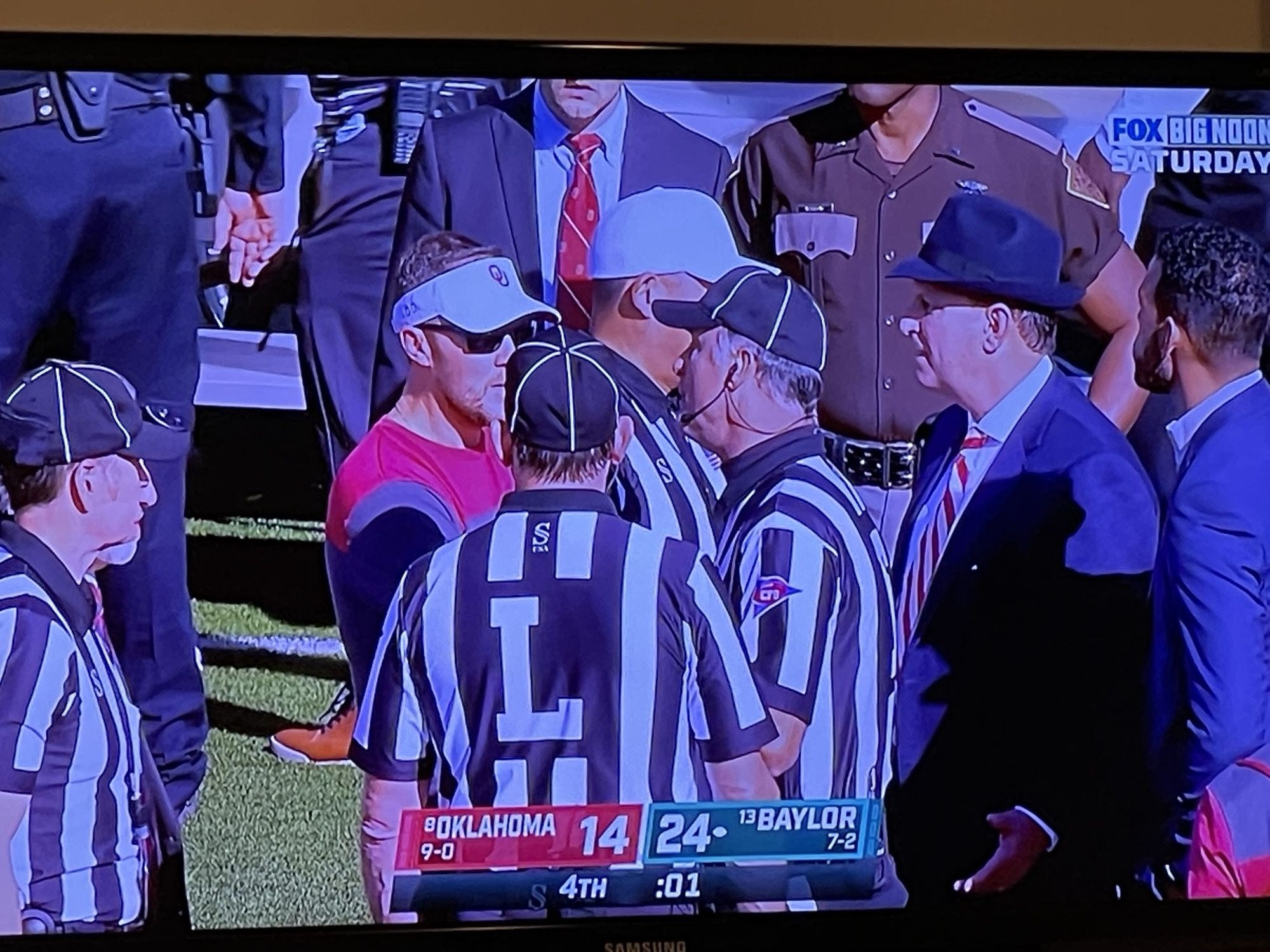 Something so serious happened in the Oklahoma / Baylor game that an old timey detective came out