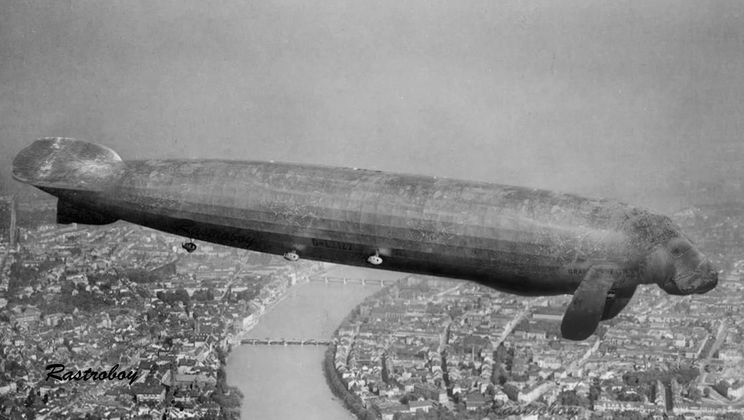 In 1942 after the Hindenburg disaster, Germans traded out the dangerous hydrogen zeppelin for a safer helium manatee.