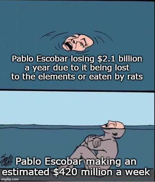 It's hsrd being the king of cocaine. Only buying hippos can keep Pablo happy