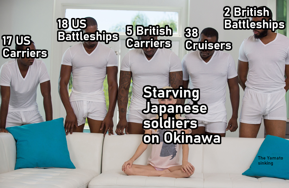 Okinawa received the greatest pounding known to man that day... By contrast, D-Day had 7 Battleships
