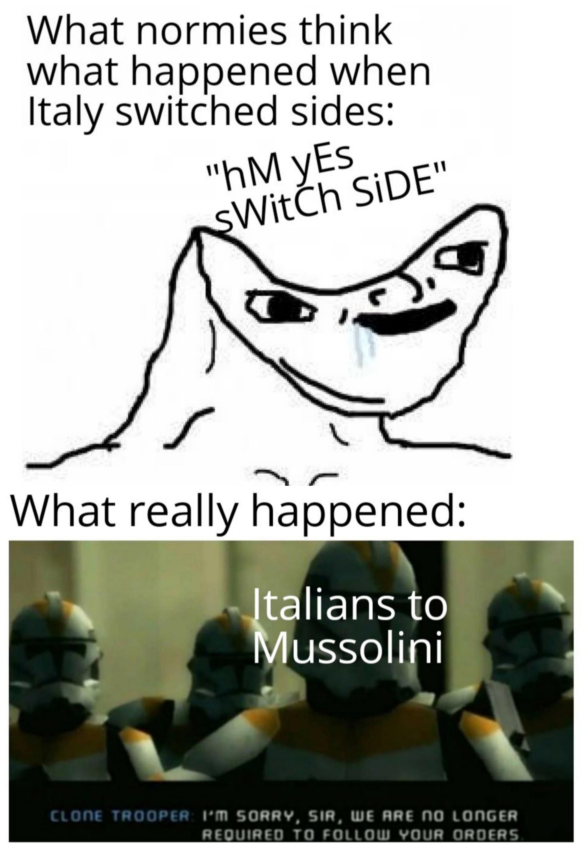 There are more aspects to Italian Surrender than just "They are winning, we need to get to winning team, switch team"
