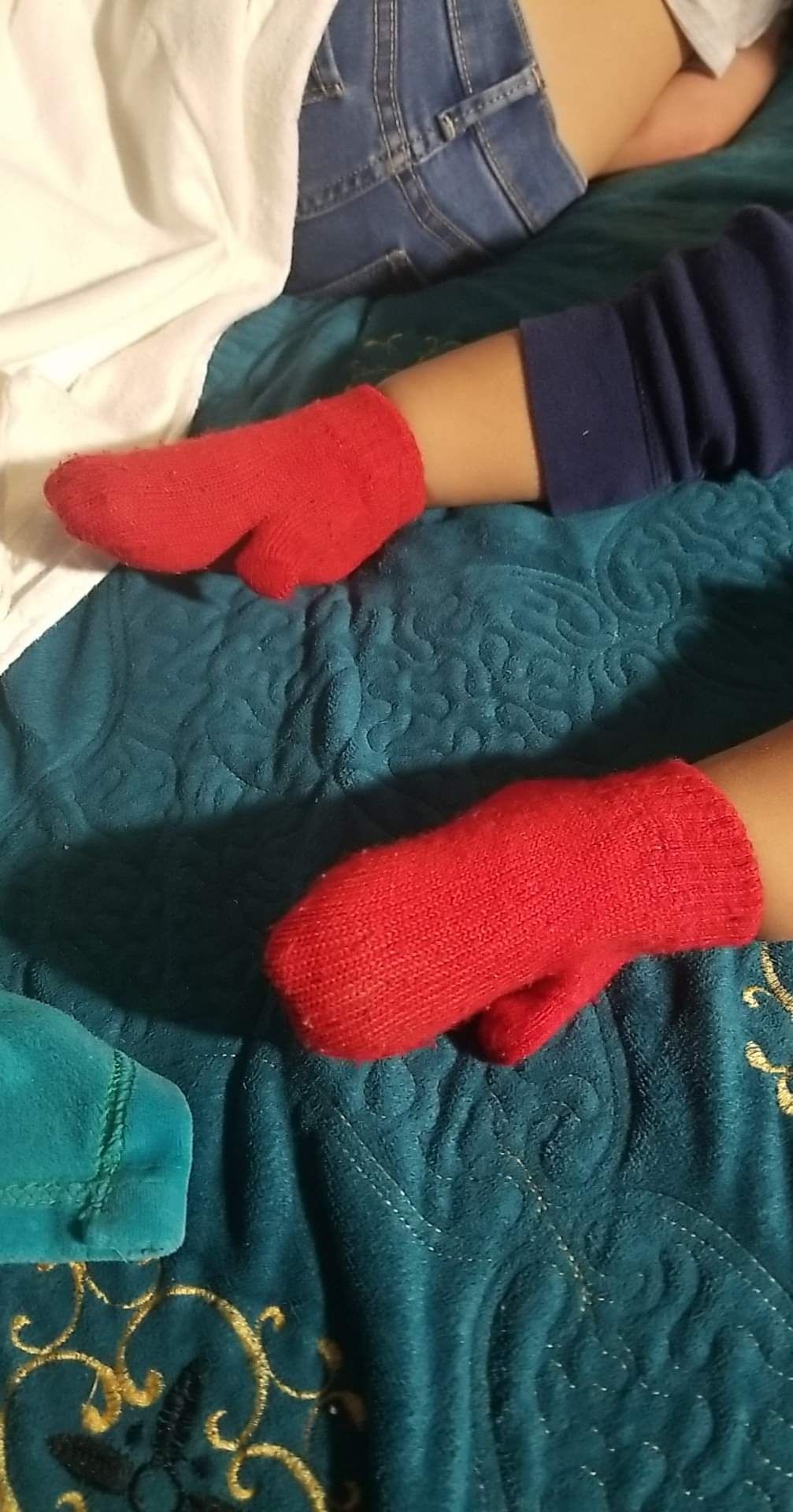 I thought I had put socks on my son this morning. Turns out they were gloves. My mother in law sent me this.