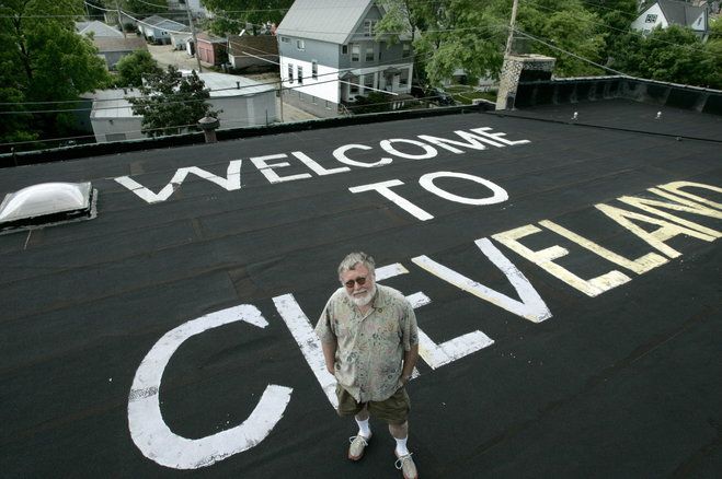 Mark Gubin has maintained a “Welcome to Cleveland” sign painted on the roof of his building since 1978... the building is located near Mitchell International Airport in Milwaukee, Wisconsin
