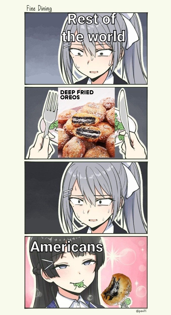 A piping hot fried oreo, all warm and gooey, is a true American delicacy.