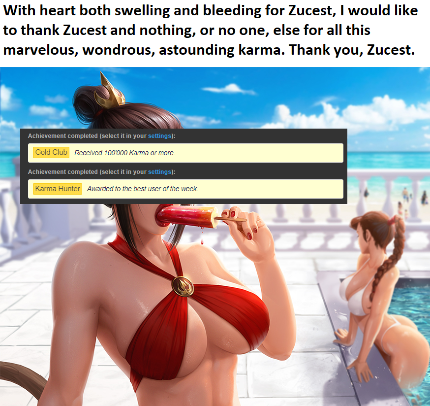 If Zucest isn't canon, then how did I get all this karma? Curious.
