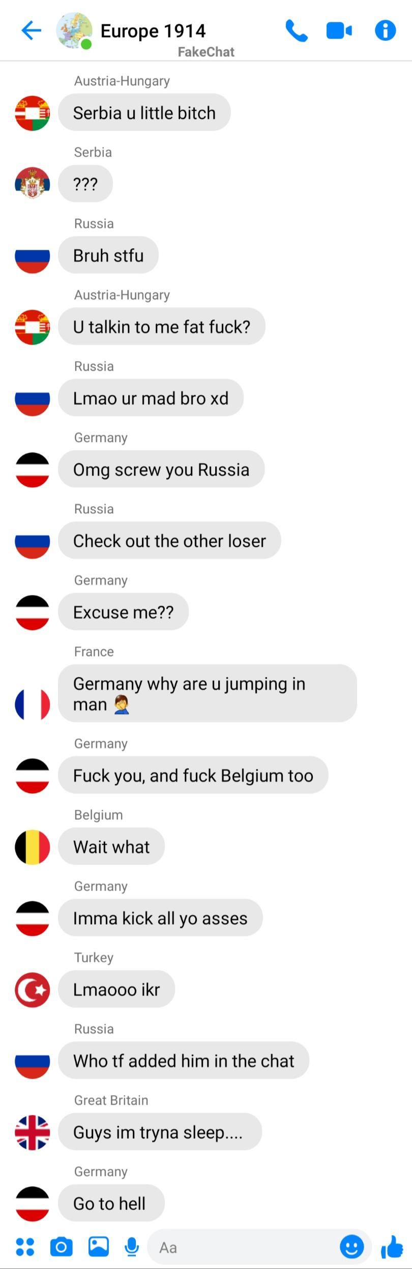 If WW1 was a group chat