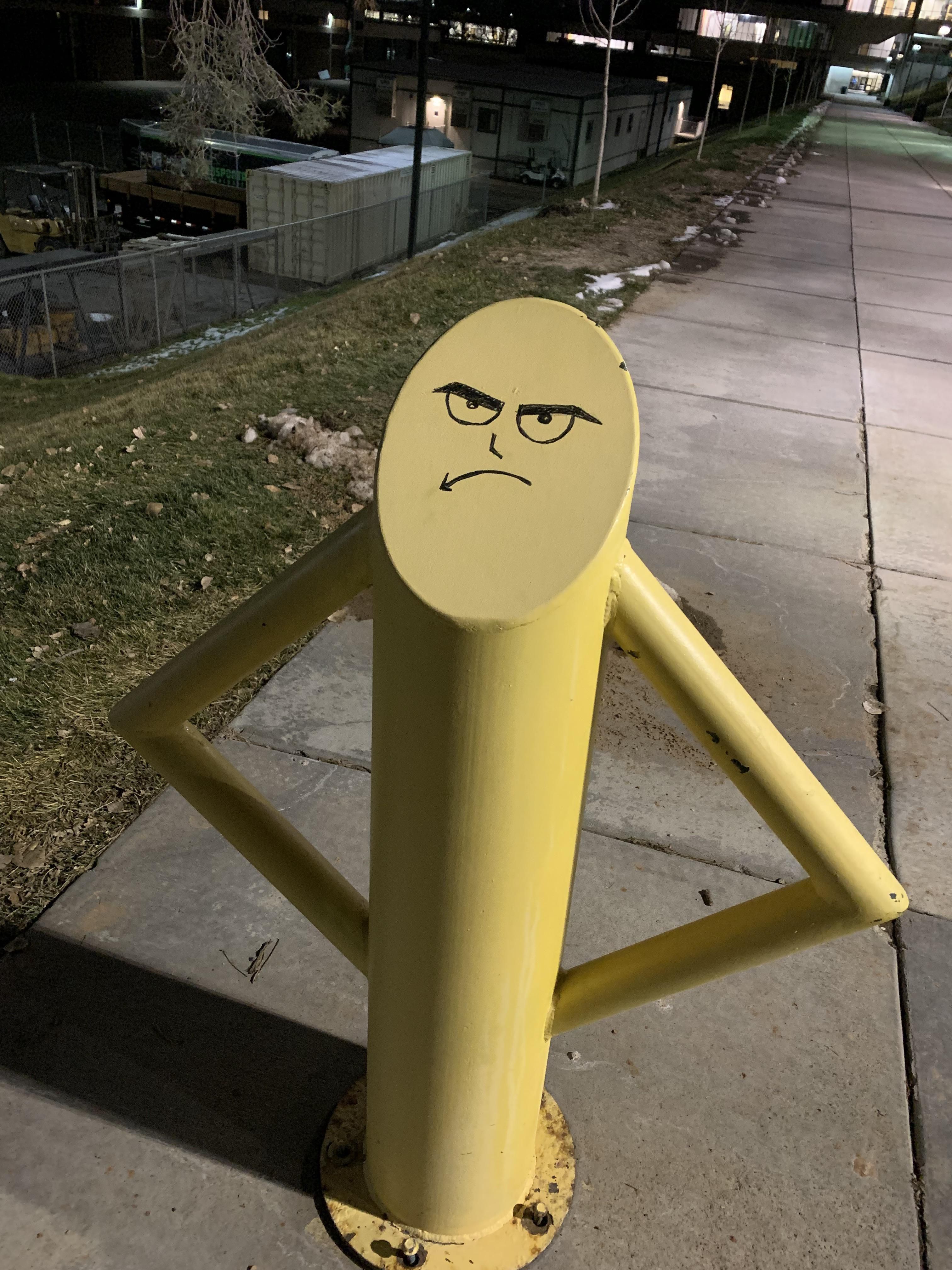 Quite the grumpy pole at Utah Valley University . . .
