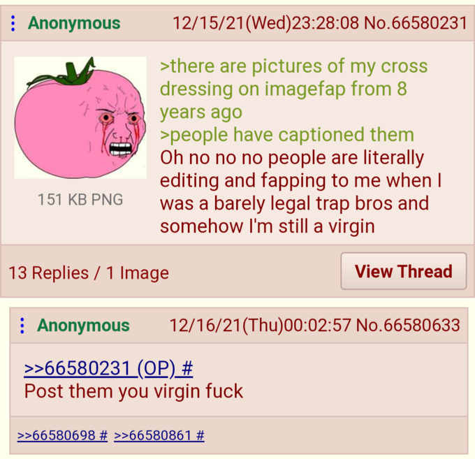 Or just post the crossdressing pictures on hugelol