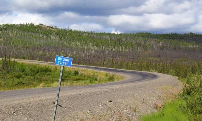 On the Dalton Highway Alaska, theres a sudden turn after a long straight that truckers called "Oh Shit Corner".