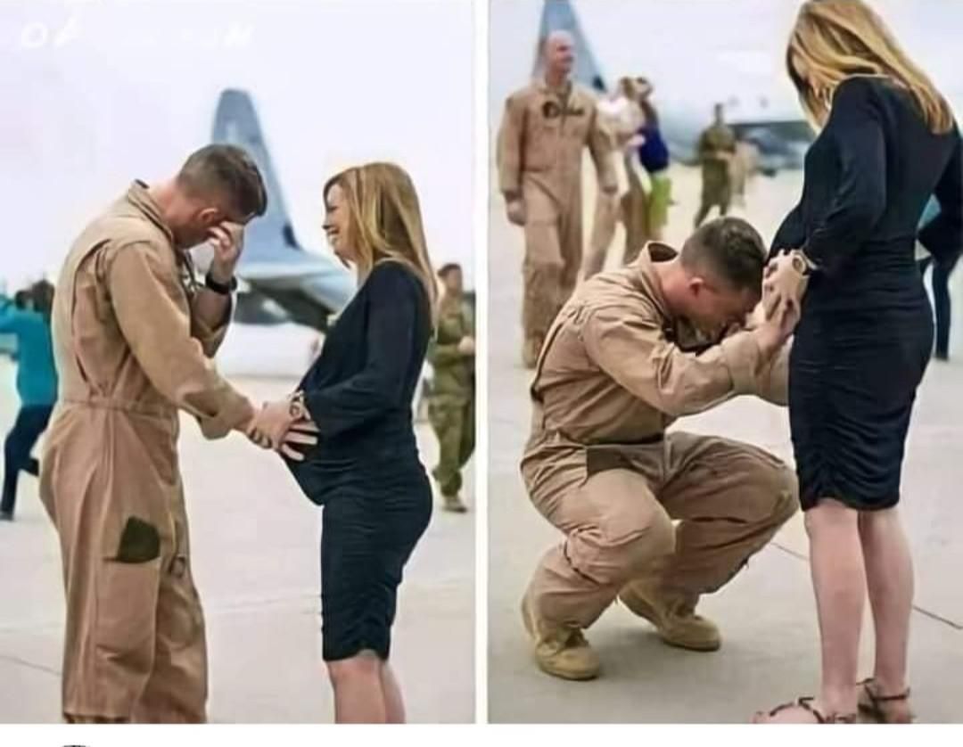 Moving scenes that warm your heart, the scene of soldier Meyer kissing the tummy of his pregnant wife, after 3 years of absence.
