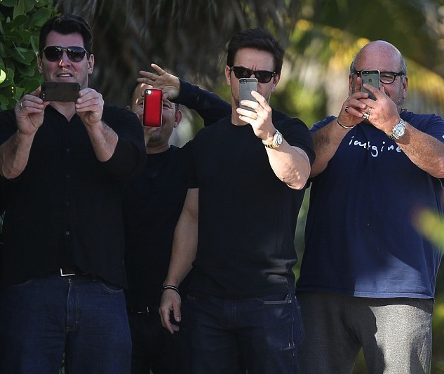 Mark Wahlberg and friends fooling around with paparazzi.