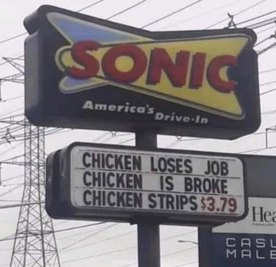 Sonic hires unemployed chickens.