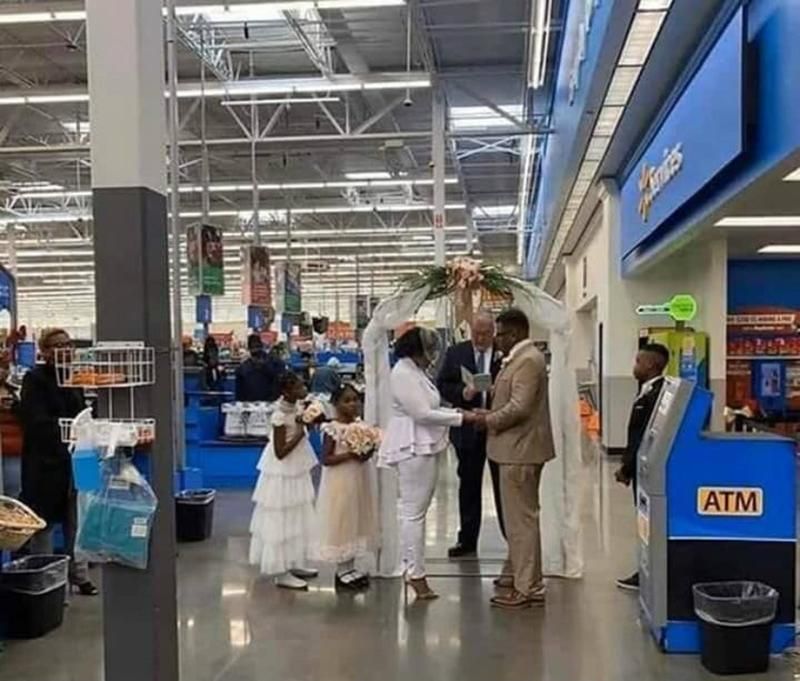 Have you ever loved Walmart so much that you had your literal wedding there? No? Well, they did...