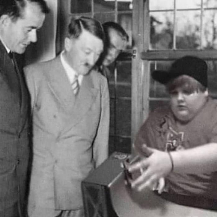 Hitler inspecting the technology that would give him the upper hand